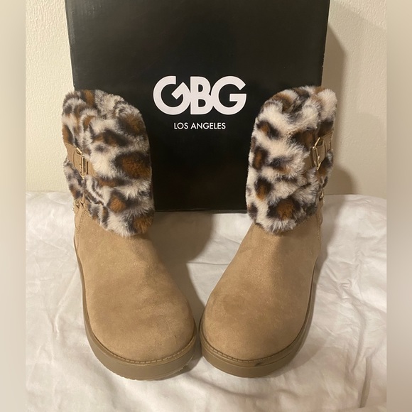 🎉HP🎉 SEXY BOOTS GBG Guess Los Angeles Aleya Leopard Fur Animal Print 6.5 - Picture 3 of 10